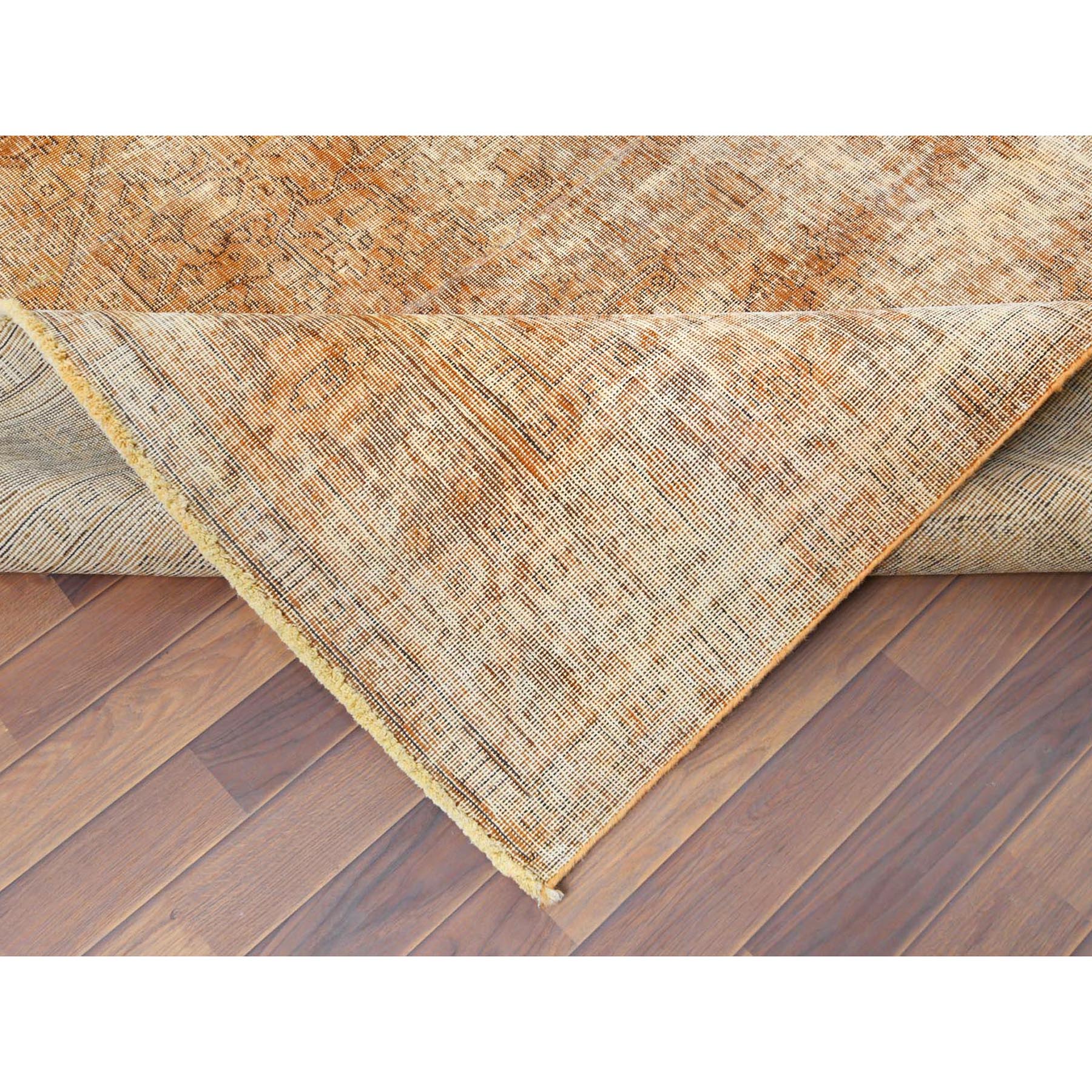 6'4"x9'6" Burnt Orange Stone Wash Vintage Persian Tabriz Clean Worn